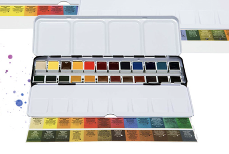 Paint Pallet Box with 30 Half Pans with Super Airtight Silicone Cover Gouache and Oil Paint Stay Wet Paint Pallet Tray for Watercolors Acrylic 36-Well Watercolor Palette Box 